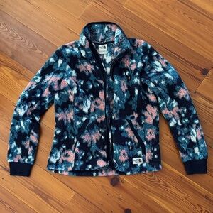The North Face Floral Fleece Jacket - Navy and Coral